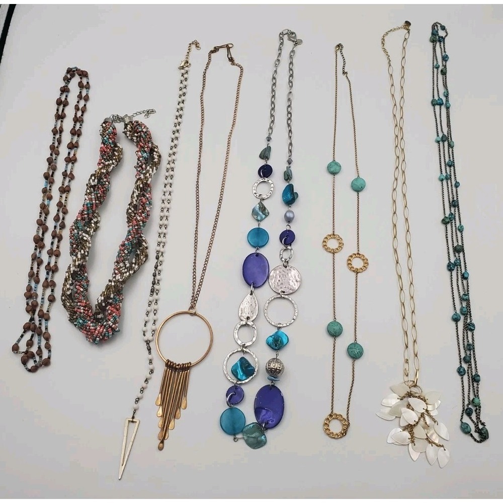 Vintage-Now Necklace Lot 8 Necklaces Teal And Faux Turquoise Estate Jewelry Find